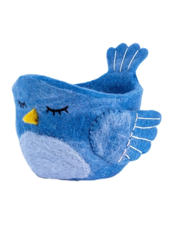 Bluebird Felted Pot
