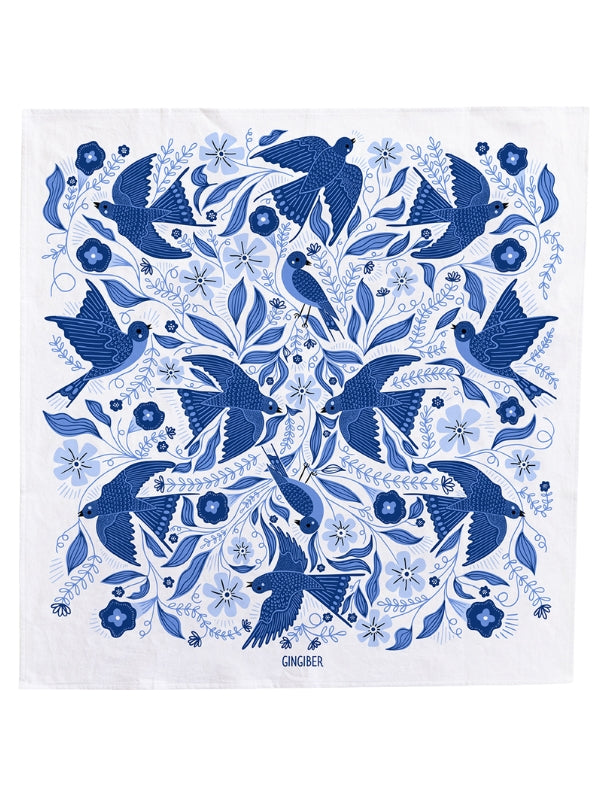 Blue Songbird Flour Sack Tea Towel