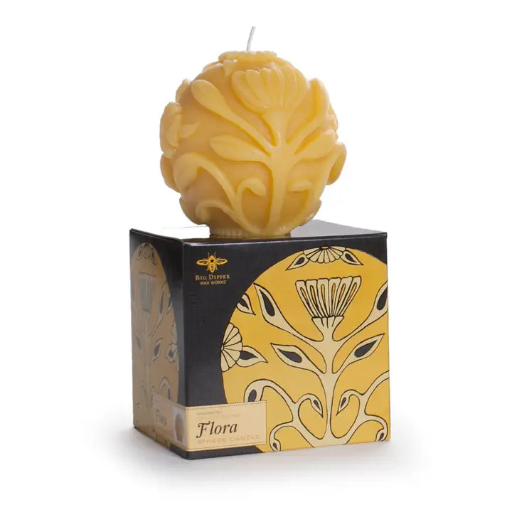 "Flora" sculptured beeswax candle ornament by Big Dipper Waxworks.