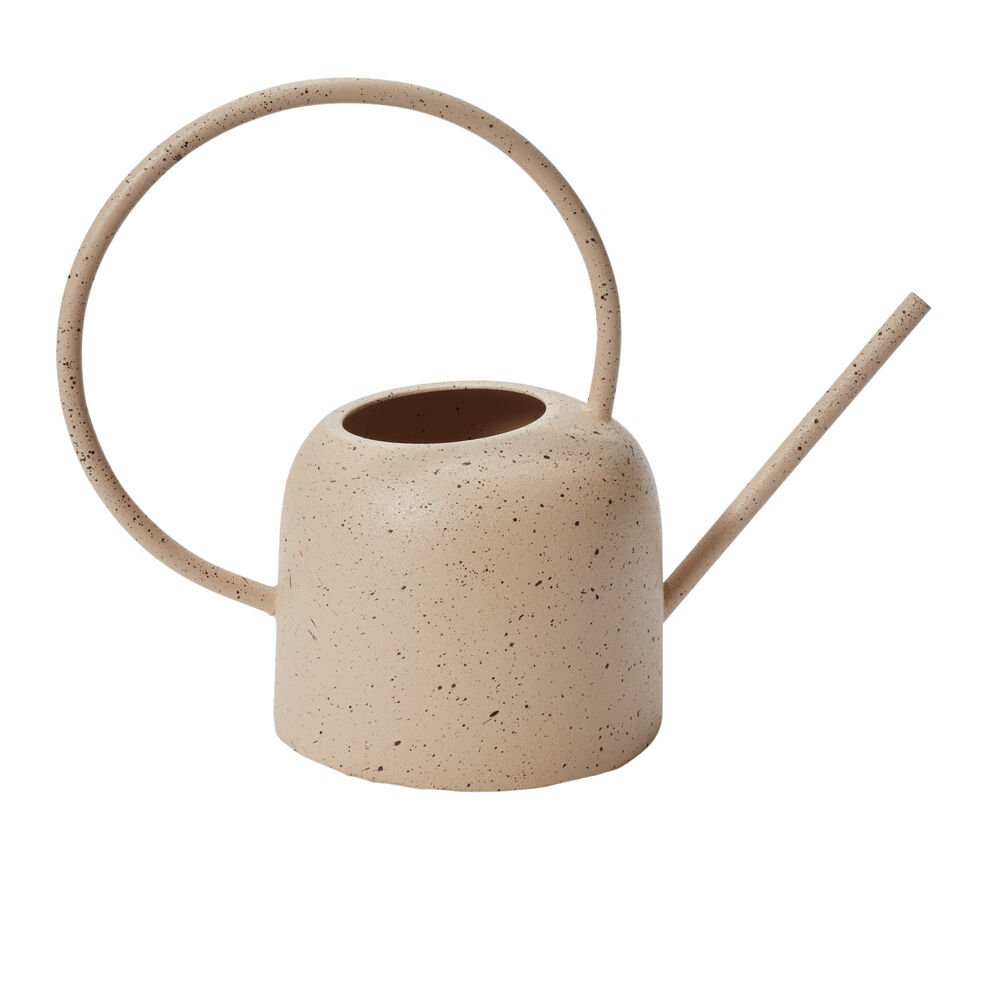 Beige ceramic metal can on a white background