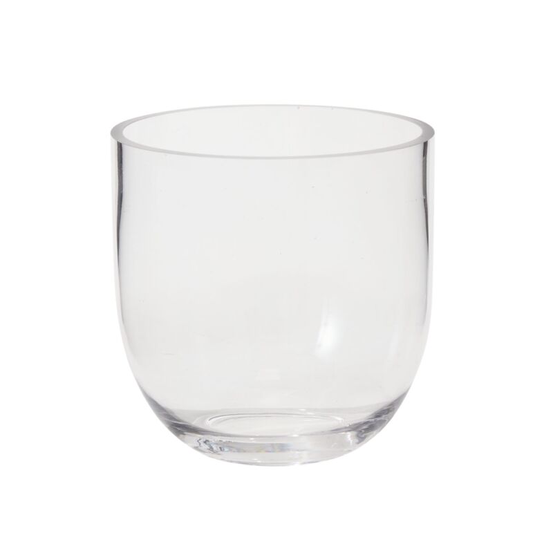 A clear, smooth, rounded Fat Bowl Paperwhite Forcing Vase - Large is set against a plain white background, resembling an elegant empty glass tumbler.