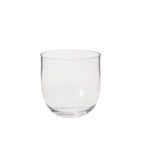 A clear, round Fat Bowl Paperwhite Forcing Vase - Small is centered on a plain white background, its simple glass form reminiscent of traditional bulb forcing vases.