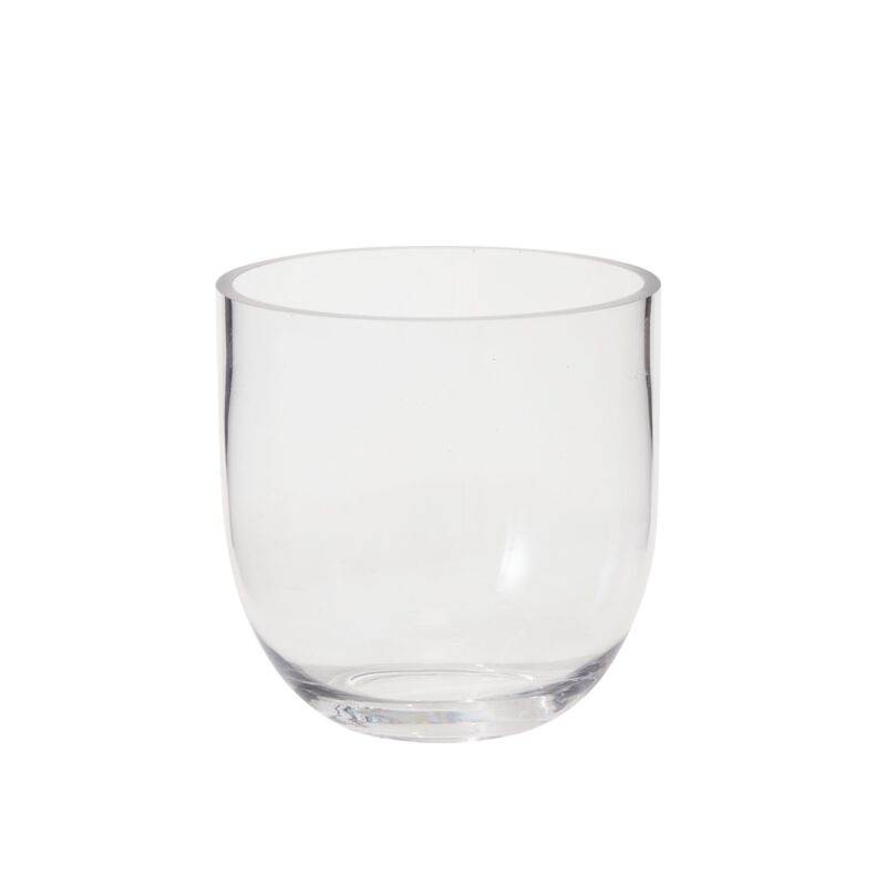 A clear, medium Fat Bowl Paperwhite Forcing Vase with smooth, rounded sides, reminiscent of elegant bulb forcing vases, set against a plain white background.