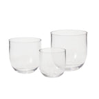 A medium-sized, clear, round-bottomed Fat Bowl Paperwhite Forcing Vase is displayed on a plain white background.