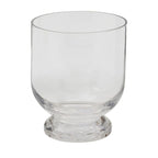 The sturdy Hollis Forcing Vase is clear glass with a decorative pedestal foot.