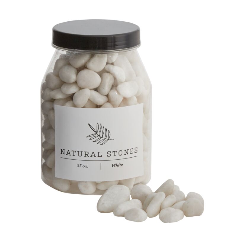 37oz jar of pure white stones for use in bulb forcing or terrariums.