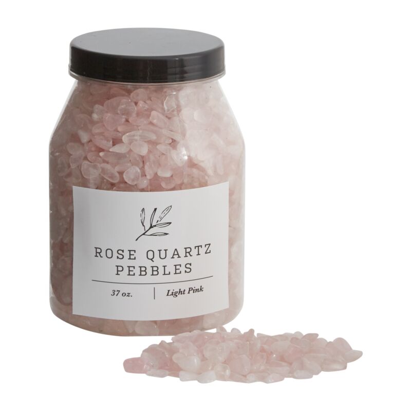 37oz jar of small translucent rose quartz stones for use in bulb forcing or terrariums.