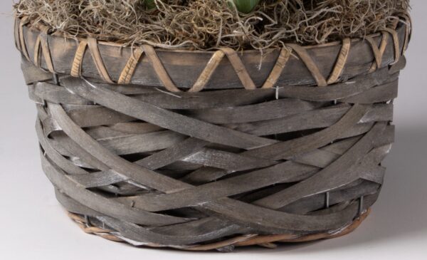 8" grey woven rattan basket.