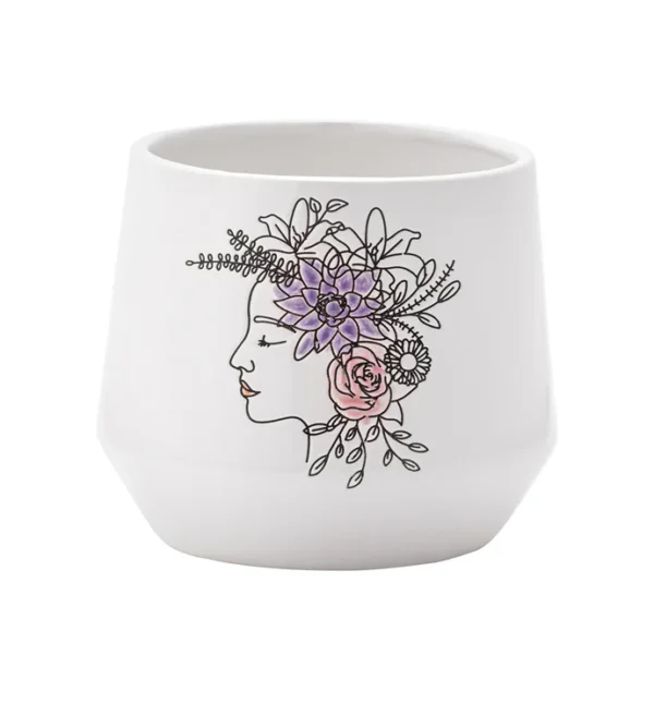Purple Flower Crown Ceramic Pot
